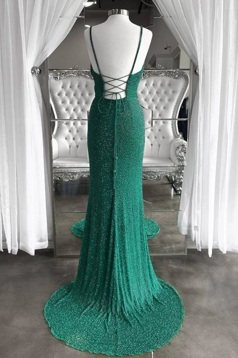 Vestido de fiesta largo con abertura favorecedor